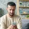 A homeowner searching for a roofing contractor on a smartphone at home