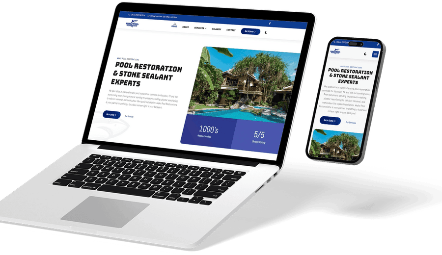 A client website shown on a laptop and phone, built in WordPress and Elementor